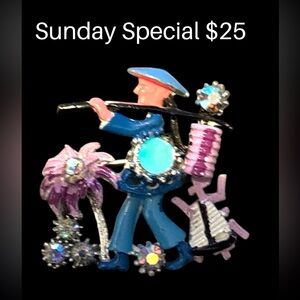 Colorful Enamel Brooch with Rhinestones